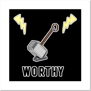 Worthy Thor Hammer Mjolnir with Lightning Posters and Art